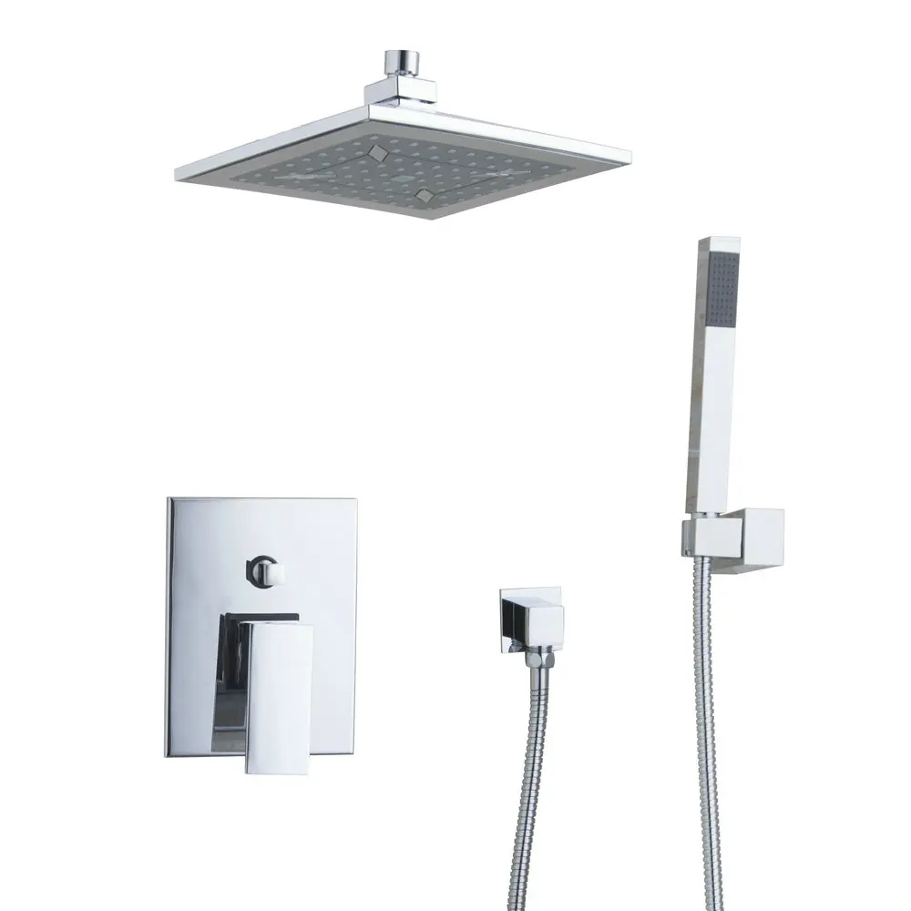 

Wall Mounted Bathroom Rain Shower Faucet Set Mixer Valve With Hand Shower 57701A/2 Bath Tub Chrome Sink Faucets,Mixers & Taps