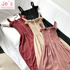 Frauen-Kawaii-Kleid-Fr-hling-Solide-Chiffon-Spaghetti-Strap-Reich-Liebsten-S-e-Party-Kleid-Mid