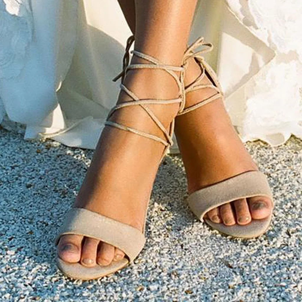 

Women's Summer Open Toe Casual Shoes Square Heel Sneak Ankle Strap Sandals Sandalias De Mujer