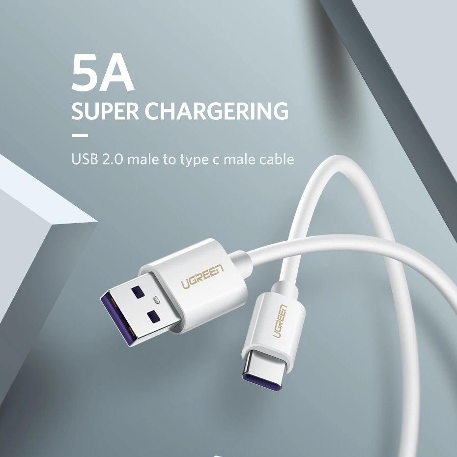 Кабель Ugreen 5A usb type c для быстрой зарядки Samsung s8 s9 huawei P20 lite P30 mate 20 pro xiaomi 9 короткий