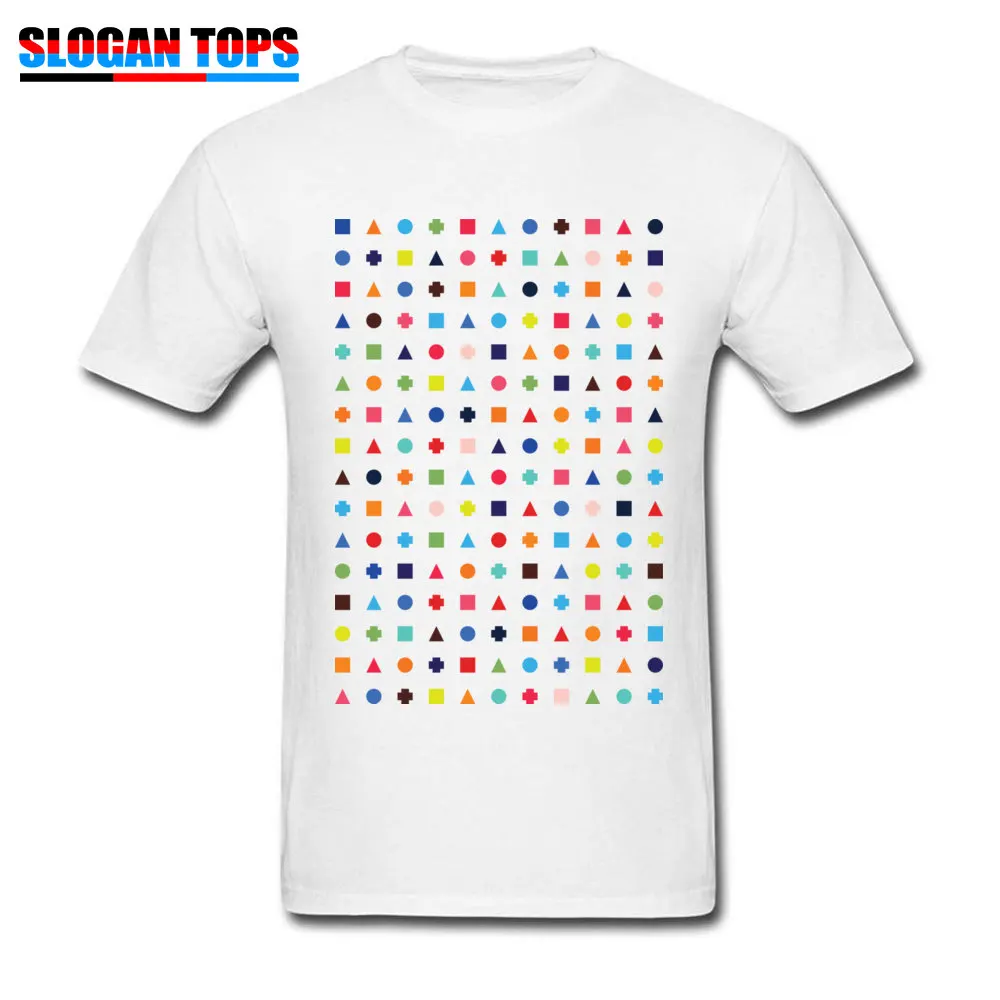 T Shirt Tops Shirts Dot Triangle Square Plus Repeat! Labor Day Pure Cotton Round Collar Men's T-shirts Design 2018 Hot Sale Dot Triangle Square Plus Repeat! white