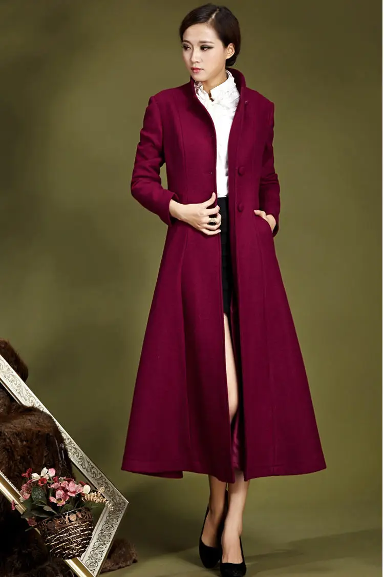 Осенняя и зимняя женская верхняя одежда, Женское пальто со стоячим воротником-стойкой, тонкое пальто, Женская Длинная утепленная одежда стюардесс