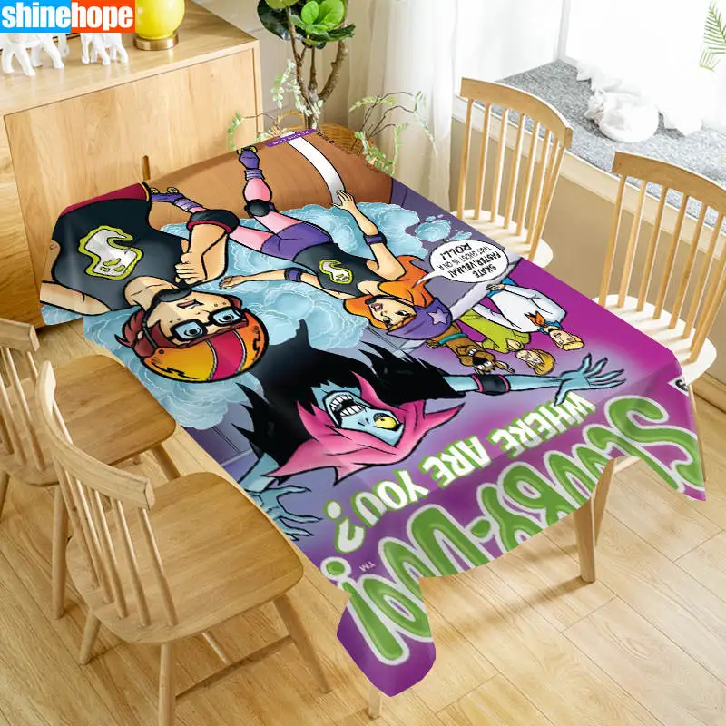  Scooby Doo Tablecloth Washable Cloth Thicken Oxford Rectangular Table Cloth for Wedding Customizabl