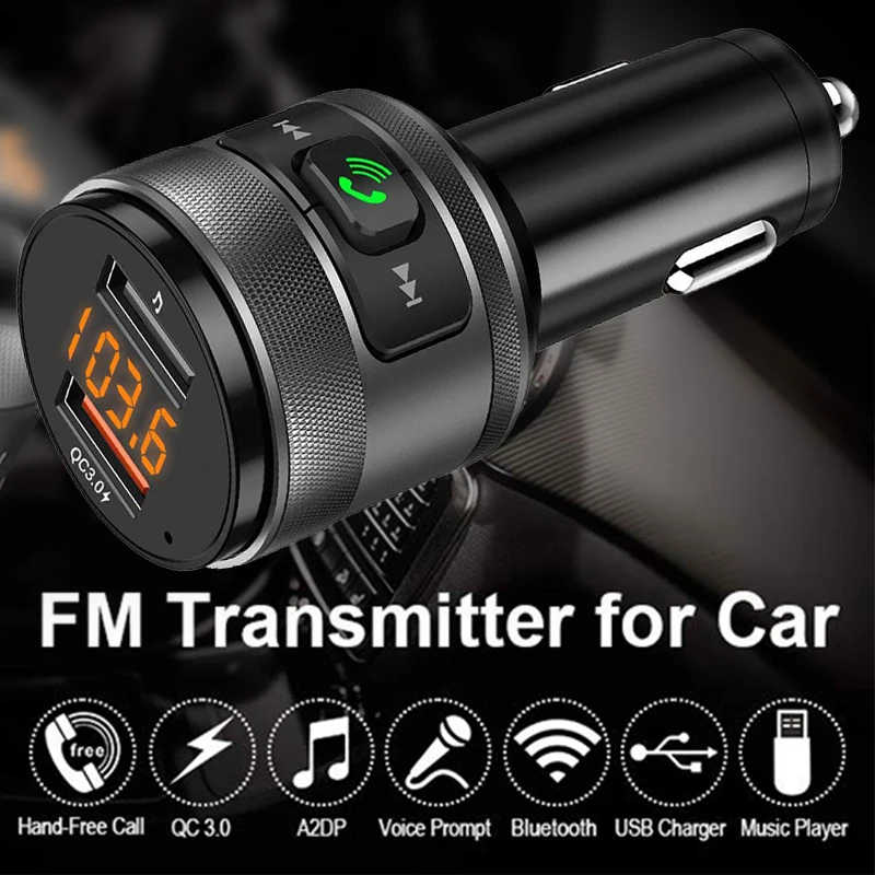 VicTsing Bluetooth FM Transmitter for Car QC3.0 5V 3.4A Wireless Bluetooth FM Radio Adapter Music Player Car Kit with Hands-Free (33)