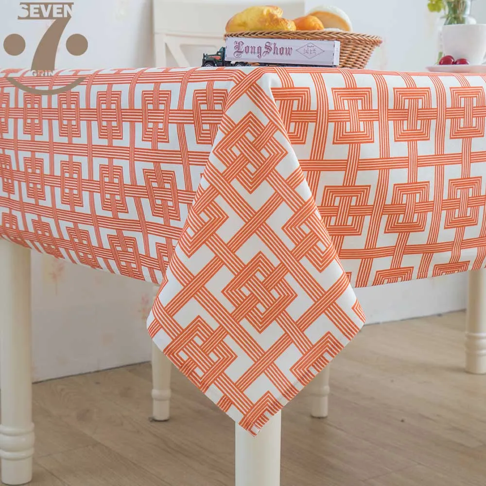 

Free Shipping Home Outdoor Party Cute Thick Slubbed Microfiber Tablecloth Orange Plaid Square Rectangle Anti-skid Table Cover