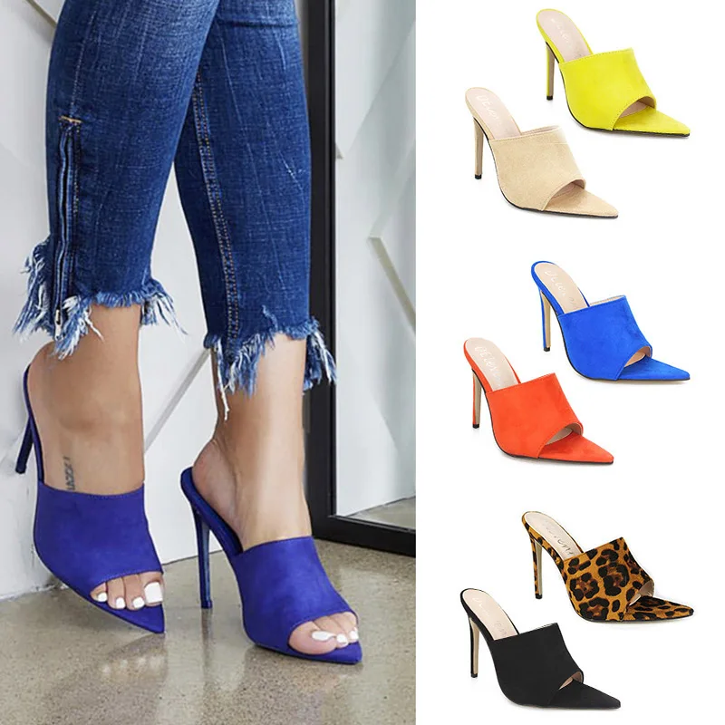 

TINGHON Women's Heels Shoes High Heel Slippers Women Pumps Pointed Toe Ladies Female Slides Fashion Lady Woman Shoes 35-43