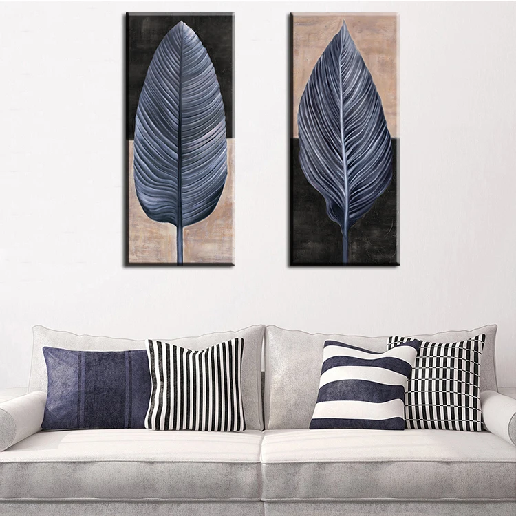 2 piece vintage leaf top decorative wall paintings for home decor idea oil painting art print on canvas No Framed !