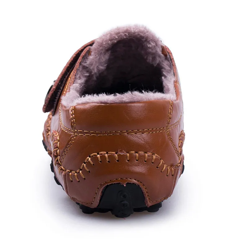 Brand Men's Casual Shoes British Style Moccasins Genuine Leather Shoes Men Flats Winter Fur Loafers Men Driving Shoes Footwear