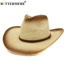 BUTTERMERE, шляпа от солнца, ковбойская, мужская, винтажная, Панама, соломенные шляпы с поясом, женская, бежевая, с защитой от ультрафиолета, повседневная, Пляжная, с широкими полями, летняя шляпа