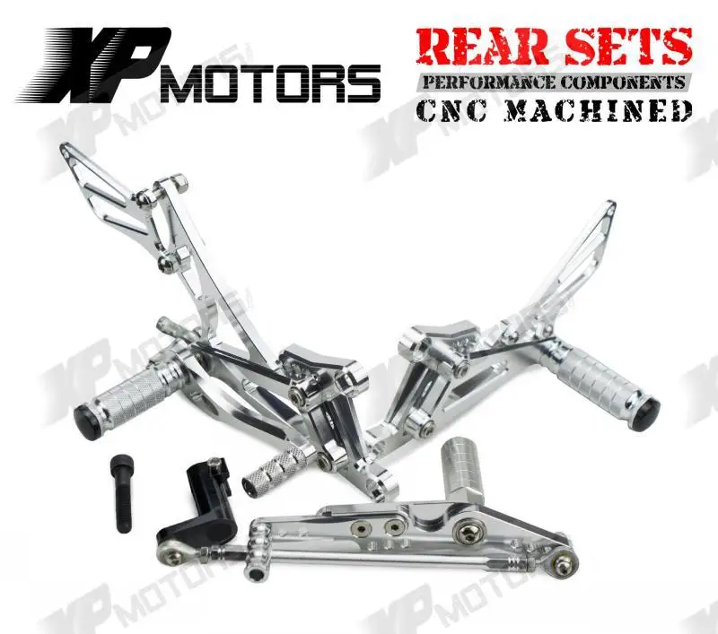 

New CNC Race Foot pegs Adjustable Rearset Footrest Rear Sets For Yamaha YZF-R1 2007 2008 Silver
