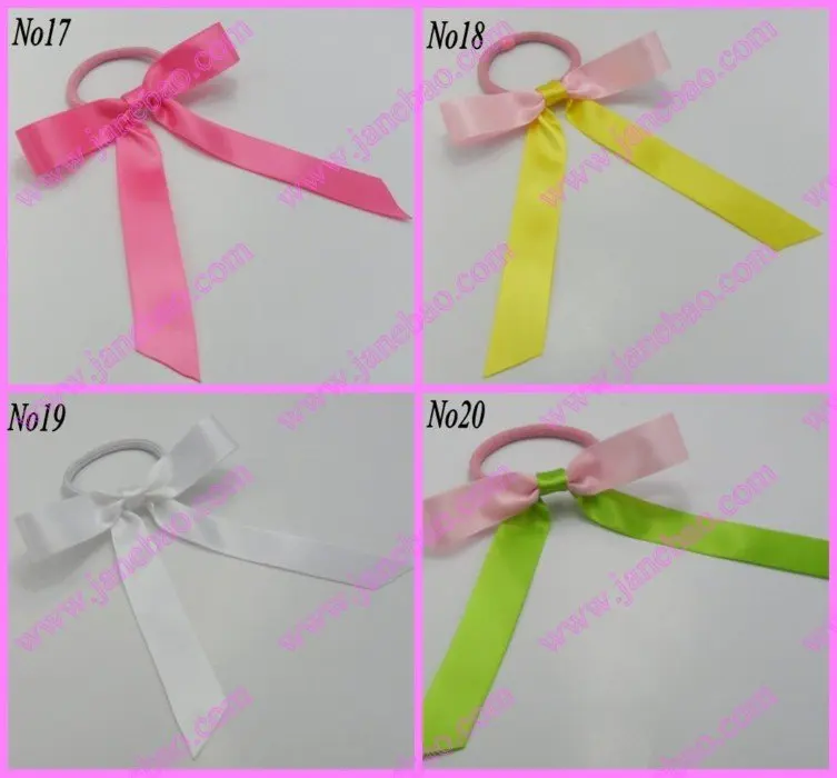

free shipping 100pcs Ponytail O Hair Bow Ponytail Streamers mix color ponytail holder bows