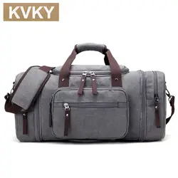 Kvky Новый Для мужчин Дорожная сумка большой Ёмкость Сумка дорожная Duffle Сумки высокое качество Холст Выходные Сумки Многофункциональный TRAVEL