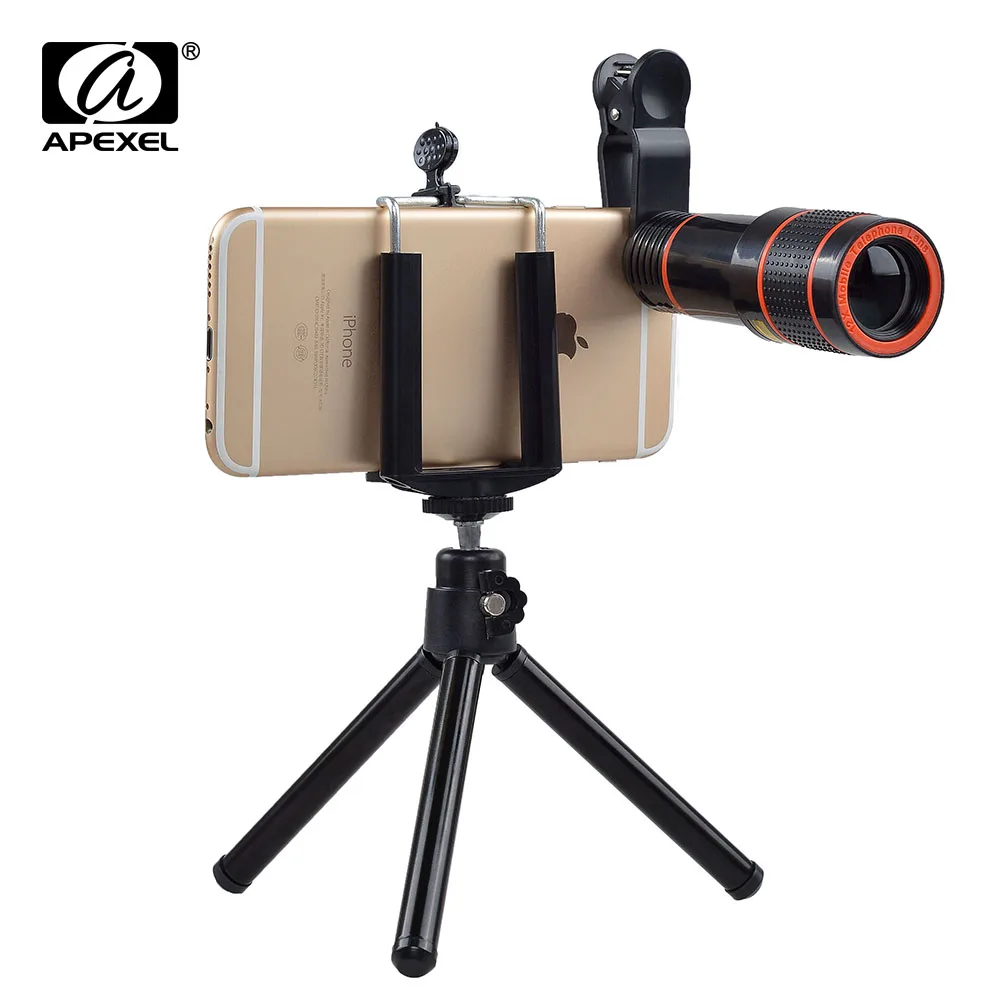 

12X Optical Zoom Telephoto Lens No Dark Corners Mobile Phone Camera Telescope lens tripod for iPhone 6 7 Samsung smartphone