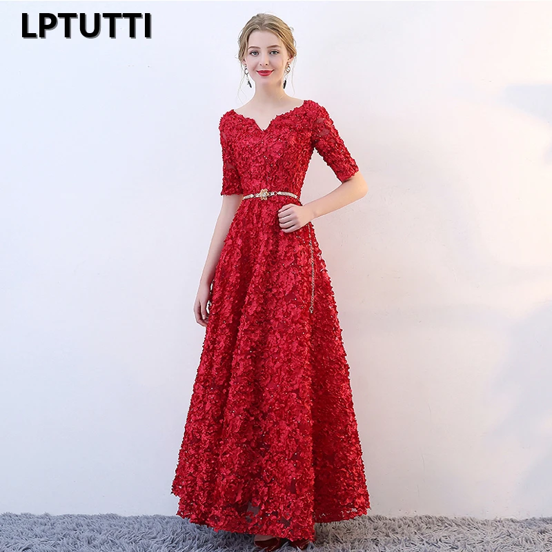 LPTUTTI Appliques V-neck Plus Size New For Women Elegant Date Ceremony Party Prom Gown Formal Gala Luxury Long Evening Dresses | Свадьбы и