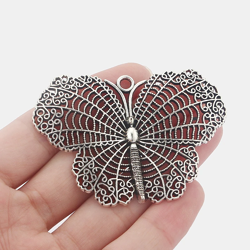 Buy 2pcs Antique Silver Large Hollow Open Butterfly