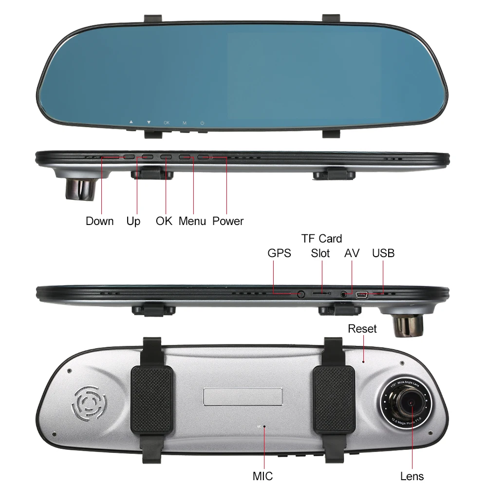 

Driving Recorder L200 5'' Touch Screen Car Camera Front and Rear Full HD 1080P Wide Angle Driving Recorder with G-sensor