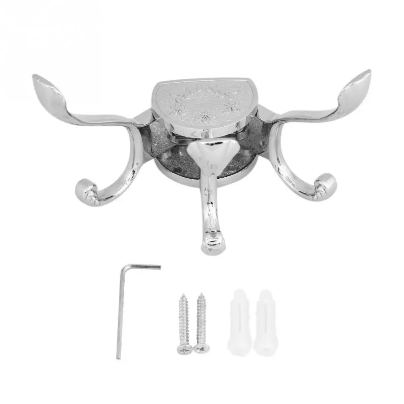 Zinc Alloy Multi Hook Swivel Wall Hook Towel Hat Hanger Organizer for