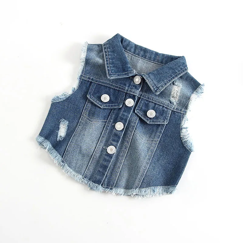 New 2018 Autumn Spring Kids Denim Vest Sleeveless Toddler Girls Boys