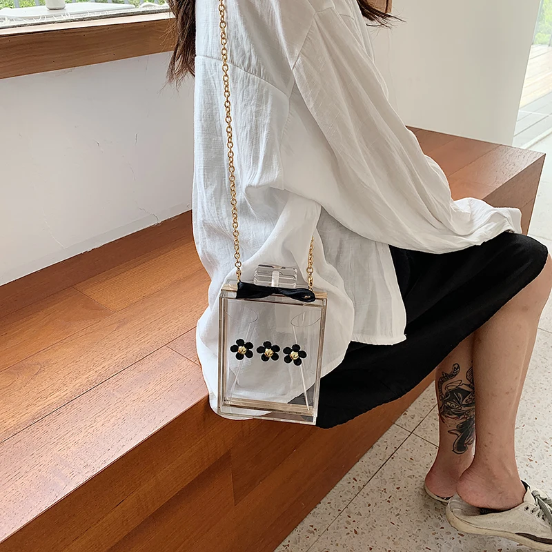 

Acrylic Transparent Purse Box Shape Women Shoulder crossbody Bags Hard Day Clutches Bags Female Wedding Party Evening Bags