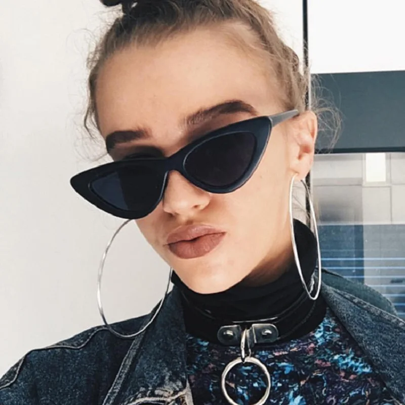 

Women Black Red Cat Eye Sunglasses Brand Designer Vintage Small Frame Ladies Sun Glasses UV400 Female Eyewear Oculos