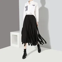 Юбка-пачка из полиэстера и хлопка, новинка года, прямая, настоящая Юбка-миди Longa,, юбки, Женская Однотонная юбка на талии в английском стиле