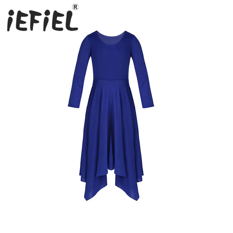 

iEFiEL Kids Girls Child Irregular Hem Loose Dress Gymnastics Leotard Dancing Ballet Dress for Celebration of Spirit Praise Dance