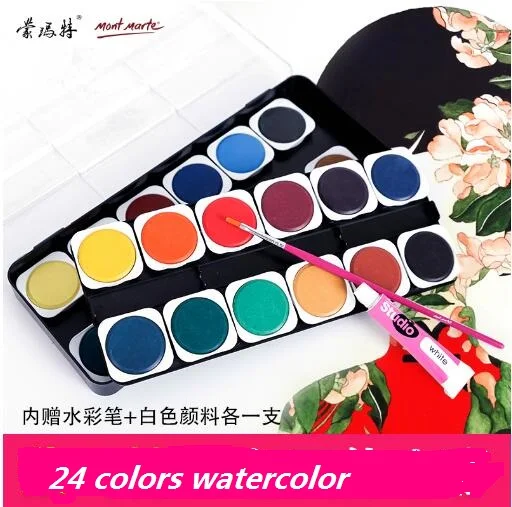 

24 Colors Professional Solid Watercolor Paints from Australia Outdoor Painting Pigment Portable Sketch Color Art Tools