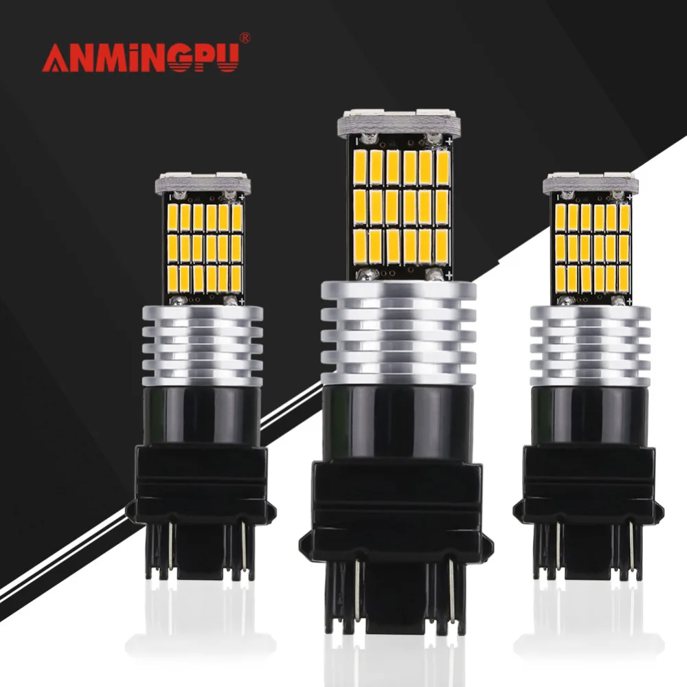 

ANMINGPU 2x 45 4014SMD Signal Lamp T25 3157 Led Canbus 3156 P27W P27/7W Led Car Brake Reverse Lights Turn Signal Tail Lamps 12V