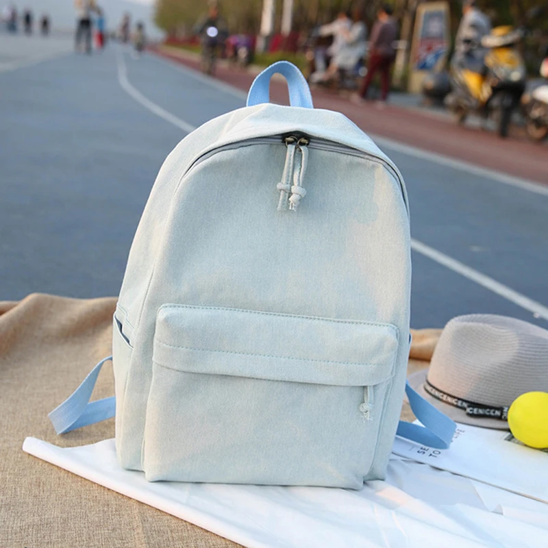 

Canvas School Bags Women's Fashion Solid Color Backpack For Teenager Girl Rucksack Mochila Bagpack Travel Bag