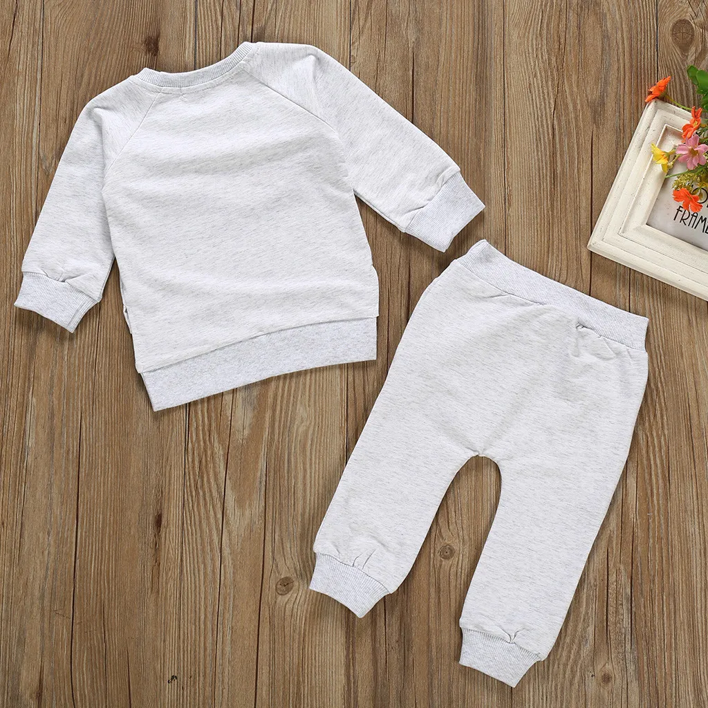 Children Clothing Sets Toddler Kids Baby Boys Girls Solid Tops Pants Homewear Casual Soft Kids Autumn Winter Outfits Sets C50