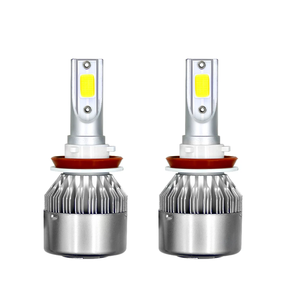 

A Pair Car Lights Bulbs LED H11 Auto Headlights H11 138000LM Single Beam COB White 6000K Fog Light