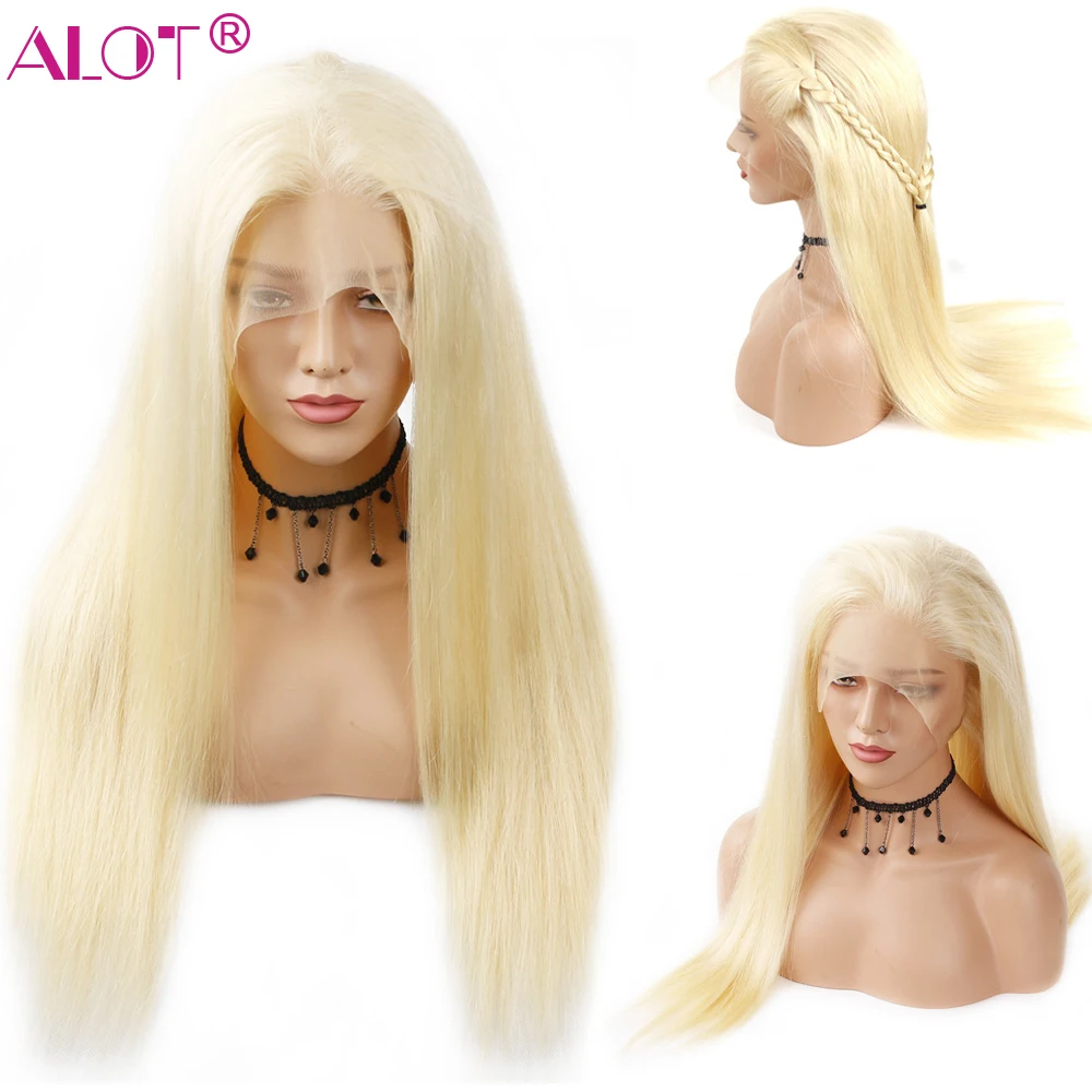 613 Blonde Lace Front Wig Brazilian Straight 13x4 Lace Front Human Hair Wigs Pre Plucked Baby Hair