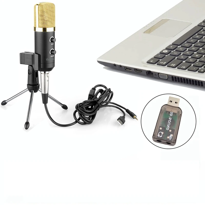 MK-F100TL Профессиональный USB студийный компьютерный конденсаторный микрофон для записи видео и караоке