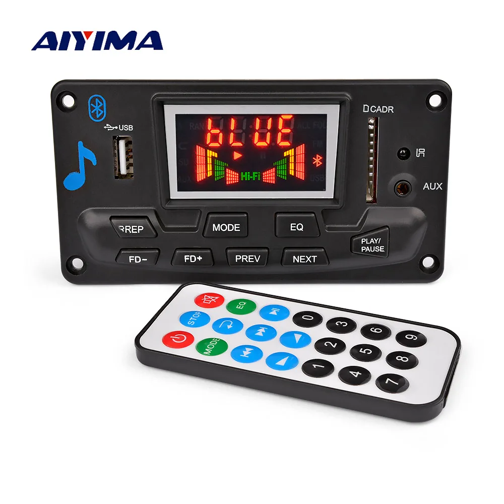 Bluetooth MP3 декодер AIYIMA 12 В 4 2 аудиомодуль дисплей спектра без потерь поддержка