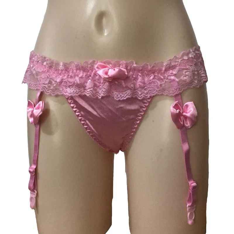 Сексуальное женское белье, атласные розовые трусики, стринги с кружевным верхом и бантиком, пояс для подвязок, нижнее белье, фантазия, Babydoll, бикини, юбка для подвязок