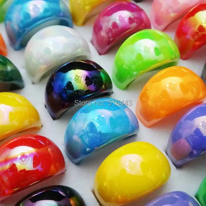 Gift Hot Sale 100pcs Top Pearlescent Resin Mix Fashion Women Girls Children Loverly Rings Wholesale Jewelry Lots A366 | Украшения и