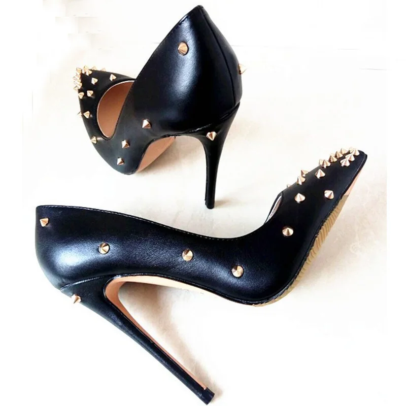 12 Femmes Heel Heel 12cm Sexy Stiletto De Pompes Chaussures Heel Femme Tacon Heel Noir Luxe 12 Beertola Pointu 10cm Haute Bout Mariage 14cm Marque 10 10cm Parti Rivets Dame Heel Cm FqfTanwg
