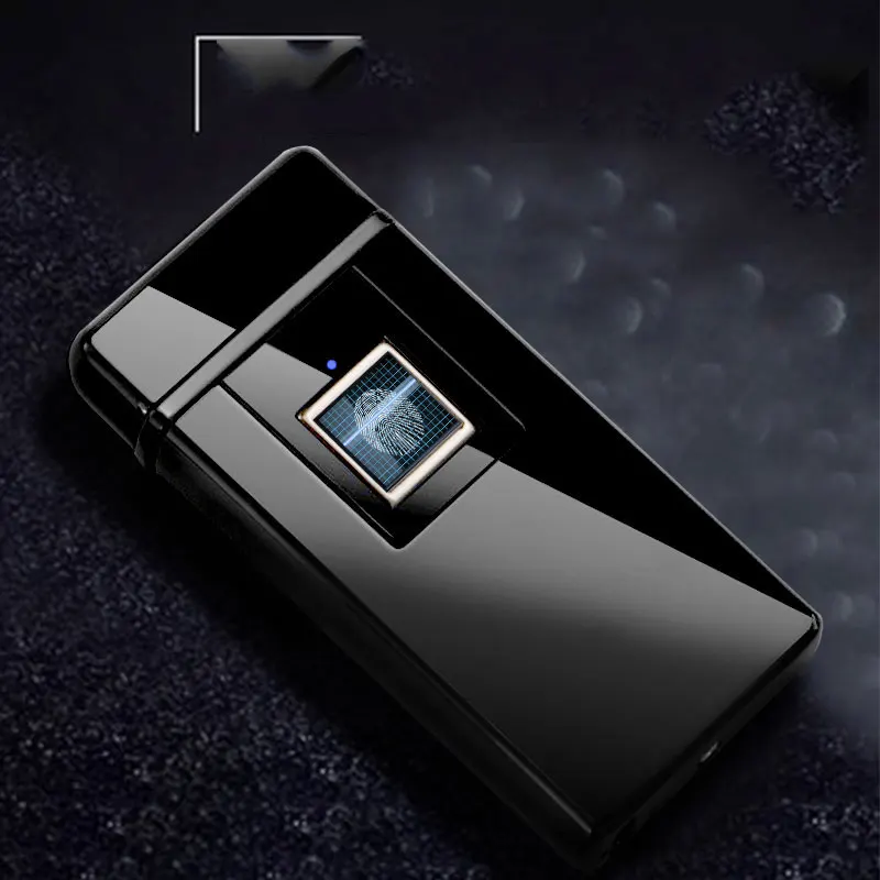 

75*36mm High-end Fingerprint Recognition Plasma Lighter Windproof Flameless USB Charge Cigarette Metal Creative Smoking Gadget