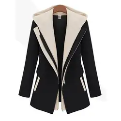 Черный куртки пальто для женщин с капюшоном Готический Лидер продаж уличная мода верхняя одежда на молнии осеннее зимнее пальто тонкий