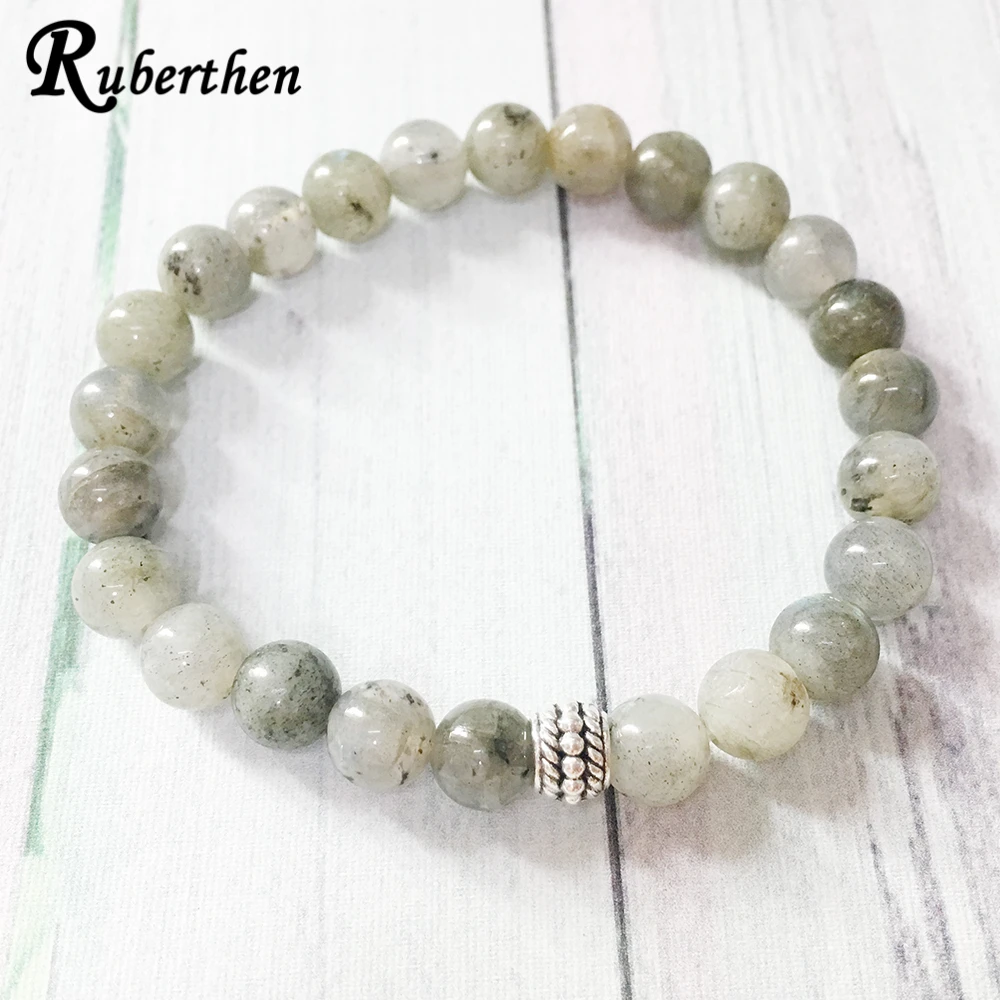 

Ruberthen Natural Gem Stone Bracelet Labradorite Stacking Bracelet Energy Meditation Jewelry Protection Creativity Bracelet