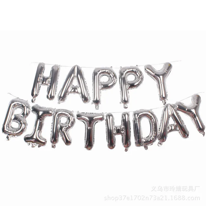 HappyBirthday H02 13 шт. шары с днем рождения буквы алфавита Висячие золотые серебряные розовые красные украшения на день рождения Детские фольгированные воздушные шары-гирлянды - Цвет: HappyBirthday H02
