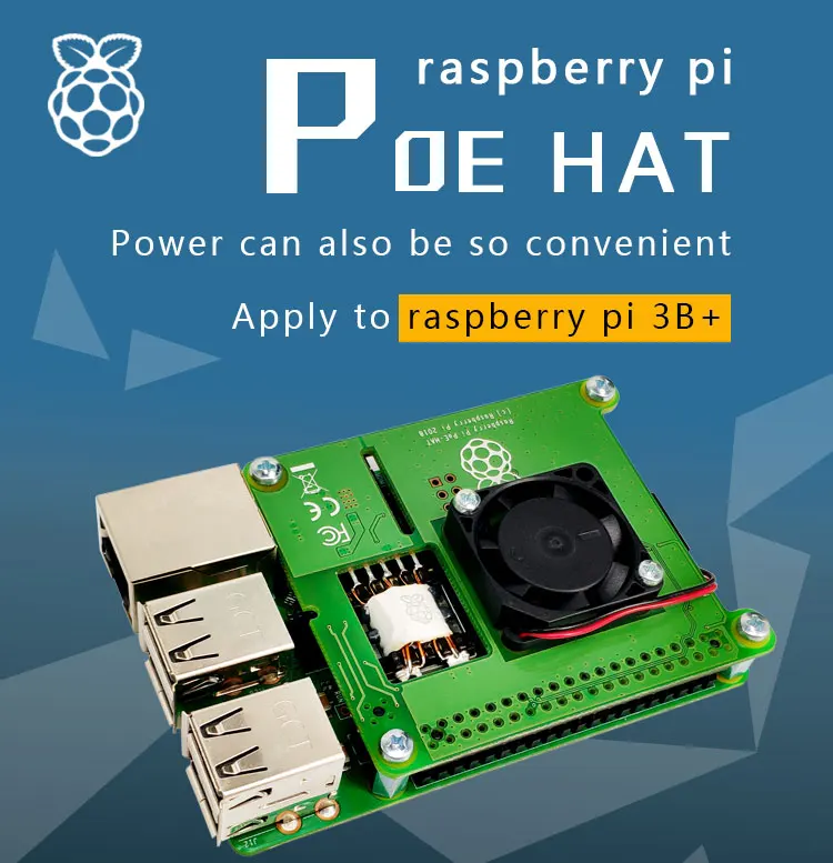 RASPBERRY PI POE HAT официальная дополнительная плата питания через Ethernet для Raspberry Pi 3B+ P