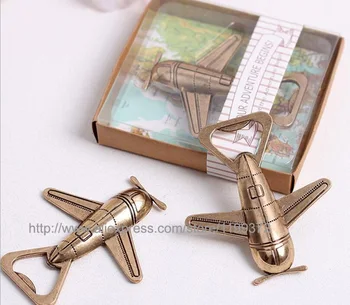 

500pcs Our Adventure Begins Airplane Bottle Opener Antique Gold Airplane Bridal Shower Wedding Favors Party Gift Free DHL FEDEX