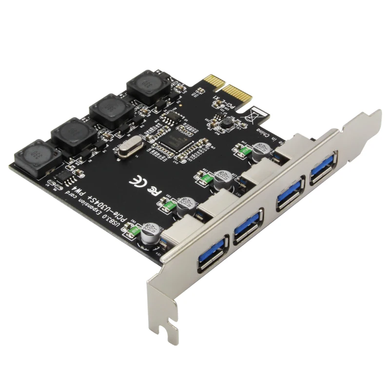 

10PCS 4 Port USB3.0 PCI-E Expansion Card Hot Swap Plug and Play Converter Extender Card PCIe USB 3.0 Adapter for PC Computer