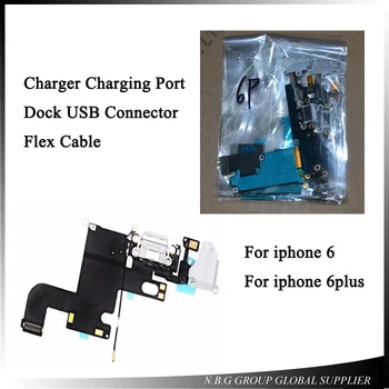 

10pcs/lot Charging port flex cable for iphone 6 4.7 6G plus 5.5 headphone Audio Jack USB Charger dock connector flex