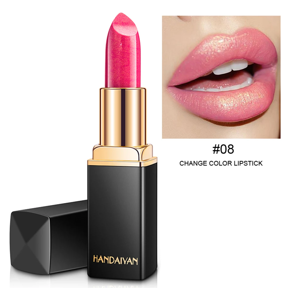 HANDAIYAN 1PC 3D Diamond Sparkling Matte Lipstick Waterproof Long Lasting Pigment Pink Mermaid Shimmer Glitter Lipstick TSLM2 - Цвет: 08