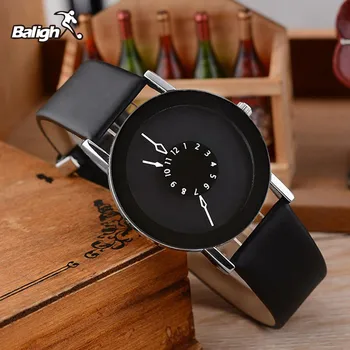 

Creative Watches Couple Quartz-watch Unique Dial Design Lovers' Watch Leather Wristwatches Clock For Women Men