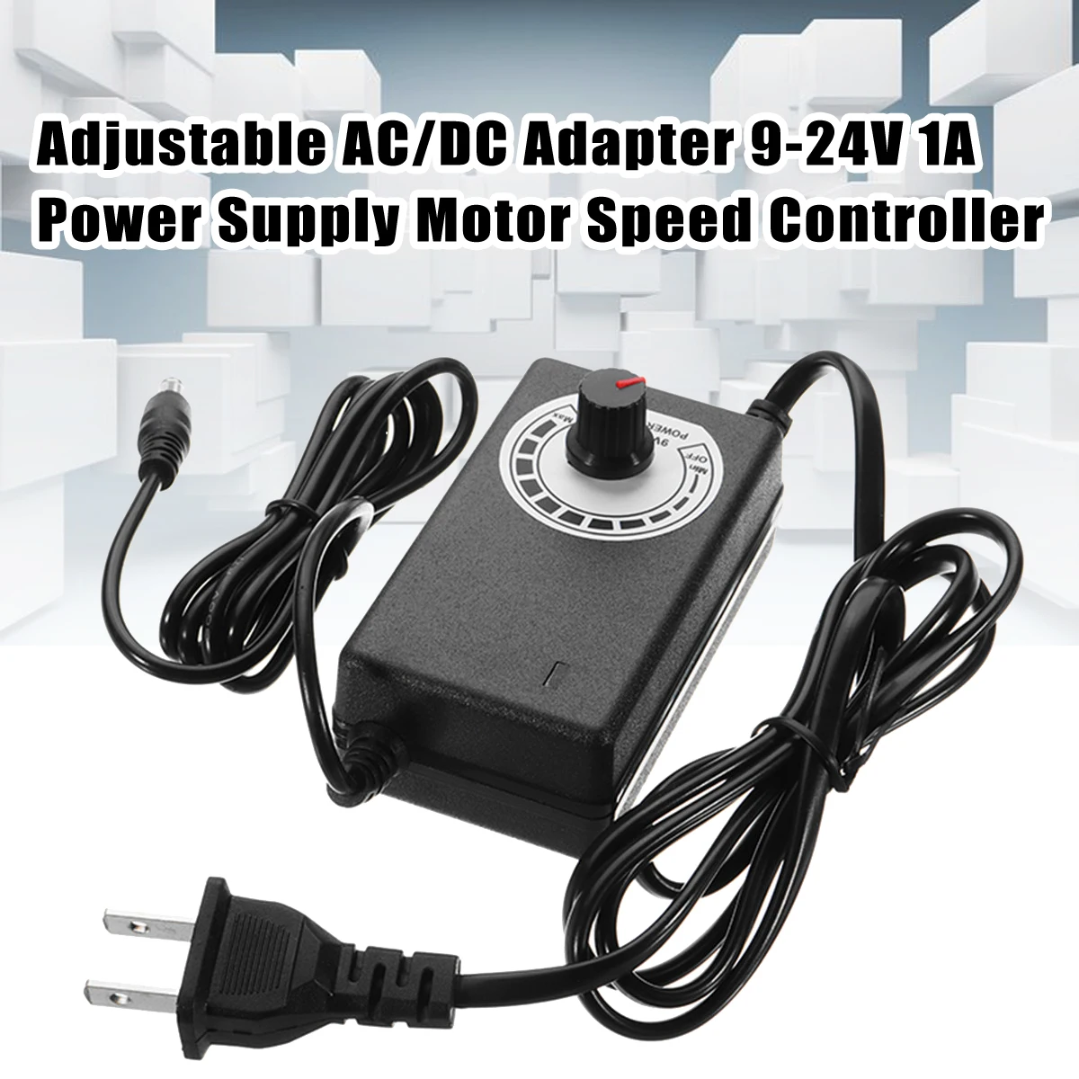 

Adjustable AC/DC Adapter 9-24V 1A Power Supply Motor Speed Controller