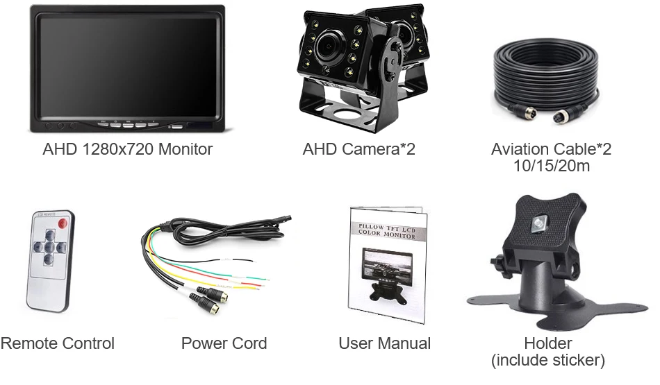 GreenYi Запись DVR 2 грузовик камера заднего вида 1280*720 AHD ночного видения с " монитор заднего вида автомобиля поддержка SD карты