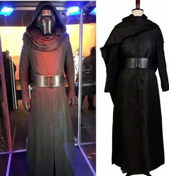 

Star Wars 7:The Force Awakens Kylo Ren Cosplay Costumes Adult Uniform Black Cloak Coat Moive Jedi Halloween For Men Women